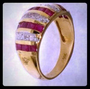 Channel Set Genuine RubyAnd Diamond Ring